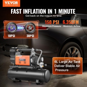 Compresor auto VEVOR YD-127-6L 12V cu rezervor 6L presiune 150 PSI debit 635 CFM - Img 2