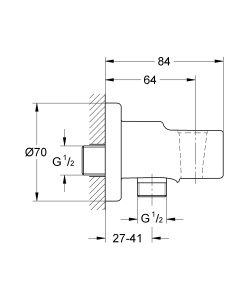 Conector pentru dus GROHE Vitalio 12, crom, cu suport perete - Img 4