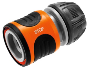 Conector pentru furtun Gardena Wasserstop 13 mm si 15 mm, cu Aquastop si Power Grip