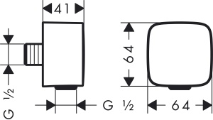 Conector perete hansgrohe FixFit cu sistem anti-retur, crom, design SoftCube - Img 3