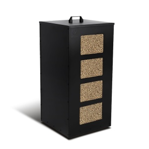 Container pentru peleti VOUNOT, 45 kg, cu roti, negru, design modern