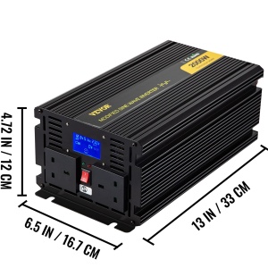 Convertor de tensiune VEVOR invertor cu unda sinusoidala modificata pura de 2000 W 12 V DC 240 AC indicatoare LED 4000 W ecran LCD 03 A 330 x 167 120  - Img 9