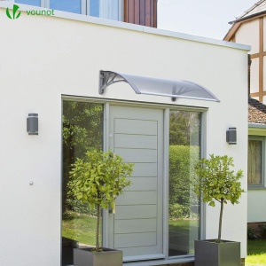 Copertina pentru usa VOUNOT 120 x 80 cm, din aluminiu si policarbonat, transparenta, gri - Img 2
