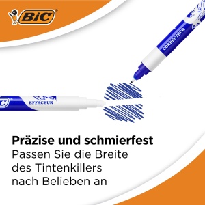 Corector BIC Tintenkiller, 4 bucati, cu varf dual, alb-albastru - Img 3