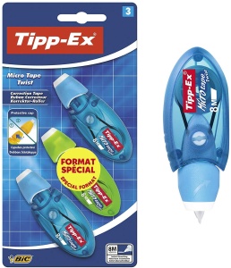 Corector Tipp-Ex Micro Tape Twist, 8 m x 5 mm, 3 buc, diverse culori