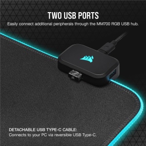 Corsair MM700 RGB Extended Cloth Mouse Pad - 930mm x 400mm - Iluminare RGB 360deg - Hub cu doua porturi USB - Cauciuc gros - Negru - Img 7