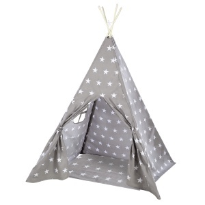 Cort de joaca copii roba Little Stars - 115x115 cm, grialb, cu suport fiberglas - Img 5