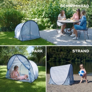Cort de plaja Babymoov Blue Waves cu UV 50, Pop-Up, 2 locuri, Albastru - Img 6
