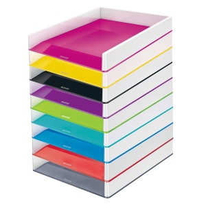 Cos de birou Leitz WOW A4, 4 bucati, design modern, negrugri - Img 5