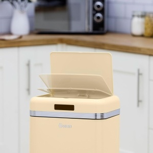 Cos de gunoi automat Swan Retro, 45 litri, metalic, design vintage - Img 3