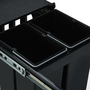 Cos de gunoi incorporabil Relaxdays, 3 compartimente, 15l si 2x8l, negru - Img 6