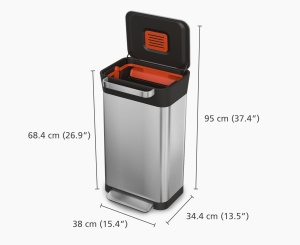 Cos de gunoi Joseph Joseph Titan 30L, inox, sistem compactare, filtru mirosuri - Img 5