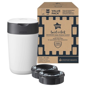 Cos de gunoi pentru scutece Tommee Tippee Twist and Click, capacitate 33 scutece, protectie impotriva mirosurilor