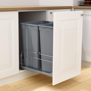 Cos de gunoi retractabil VEVOR 50 Qt x2, cu sistem Soft-Close, gri - Img 8