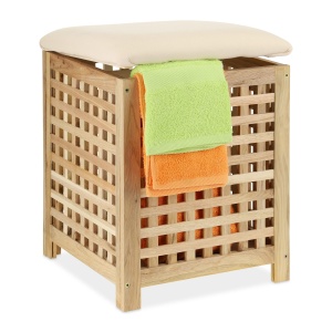 Cos de rufe Relaxdays cu sezlong, 45 l, nuc, crem