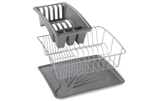 Cos de spalat Metaltex 325026068, 35x30 cm, cu suport tacamuri si abtropitoare, argintiu - Img 2