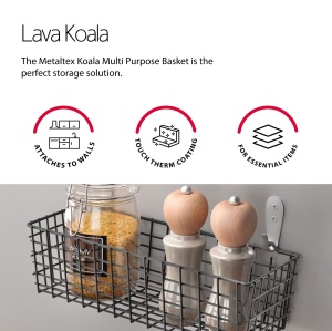 Cos multifunctional Metaltex Koala Lava 33x12x10 cm negru rezistent la rugina - Img 3