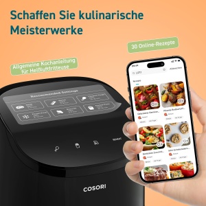 COSORI Air Fryer Small 2L Mini Airfryer pentru 1 persoana ideal pentru camping calatorii si rulote rapid compact fara ulei economisire energie negru s - Img 7