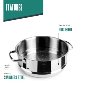 Couscous Lacor 35520 din otel inoxidabil 1810, 20cm, ergonomic - Img 3