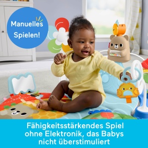 Covor de joaca Fisher-Price 3-in-1 cu activitati senzoriale, 5 zone de joaca, masinabil - Img 5
