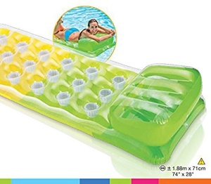 Covorase de moda cu 18 buzunare Intex 58890EU - Covorase de aer - Verde/Roz/Portocaliu - 188 x 71 cm - Culori asortate - Img 2