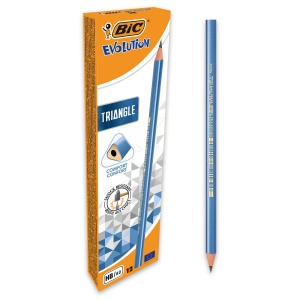 Creion BIC Evolution Triangle HB, 12 bucati, ergonomic, albastru
