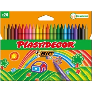 Creion cerat BIC Plastidecor, 24 culori, set pentru birou si acasa