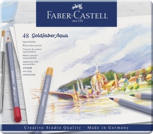Creion colorat acquerel Faber-Castell Goldfaber, 48 culori, metalletui - Img 2