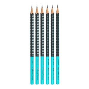 Creion Faber-Castell Grip 2001 Two Tone, 6 bucati, negru-turcoaz, HB