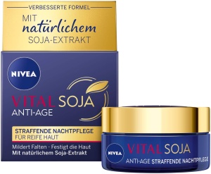 Crema de noapte NIVEA VITAL Soja Anti-Age 50 ml pentru ten matur, cu extract natural de soia