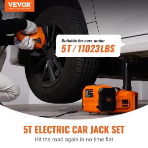 Cric hidraulic electric VEVOR 5T, 180W, cu pompa de aer si cheie electrica - Img 2