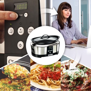 Crockpot, aragaz lent electronic | 5,7 l (5-6 persoane) | Programabil cu temporizator digital de 20 de ore | Otel inoxidabil [SCCPBPP605], argintiu - Img 7