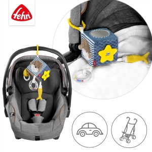 Cub de activitati pentru bebelusi Fehn Otter Theo 10x10 cm cu inel de prindere si elemente interactive - Img 5