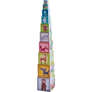Cuburi de Stivuire HABA Waldfreunde - Set 10 Piese, Din Carton Stabil, Joc Educativ - Img 4