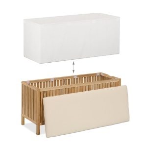 Cufar de rufe Relaxdays, 100 l, cu loc de sezut, lemnstofa, naturalcrem - Img 5