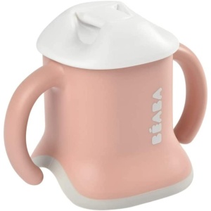 Cupa de invatare BEABA Evoluclip 3-in-1, culoare roz vechi, ergonomica, sigura - Img 3