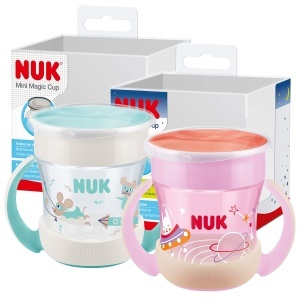 Cupa de invatare NUK Mini Magic Night, 160 ml, roz, 360 anti-scurgere