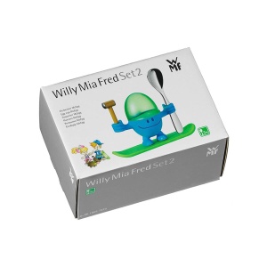 Cupa pentru oua WMF McEgg cu lingura, plastic, inox Cromargan, albastra - Img 5