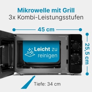 Cuptor cu microunde Clatronic MWG 792, 800W, 20L, Negru - Img 2