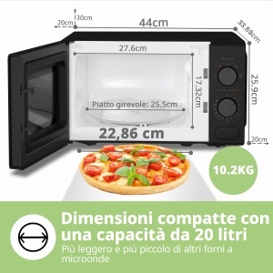 Cuptor cu microunde COMFEE negru 20 litri 700 W 5 niveluri de putere dezghetare rapida temporizator manual design compact - CM-M202CCBK - Img 5