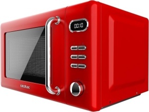 Cuptor cu microunde digital Cecotec Proclean 5110 Retro, 20L, 700W, cu 5 niveluri și grill - cronometru de 60 de minute - 8 programe și mod de dezghețare - roșu vintage - Img 2