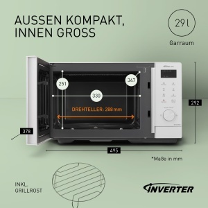 Cuptor cu microunde Panasonic NN-GD34QWEPG, 29L, 1000W, Alb - Img 3