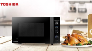 Cuptor cu microunde si friteuza cu aer cald 4 in 1 Toshiba 25L, 2100W, Inverter , functie grill, usor de curatat, Email Antibacterian, 36 Moduri de Gatire, Negru - Img 2