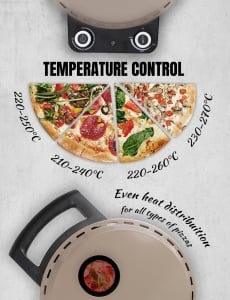 Cuptor de pizza Bestron APZ500SAT, 320C, cu piatra si spatule din lemn, bej - Img 4