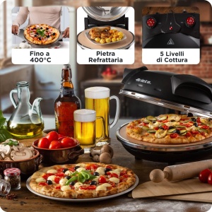 Cuptor electric pentru pizza Ariete 917, 1200W, 400C, 5 trepte de gatire, Negru - Img 3