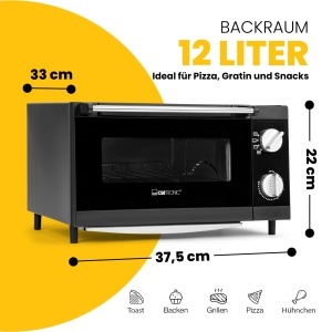 Cuptor Mini Clatronic MPO 3520, 12L, 1000W, Negru - Img 2