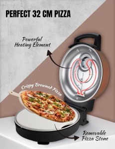 Cuptor pentru pizza Bestron APZ500CO, 320C, cu piatra de cuptor, culoare cupru - Img 3