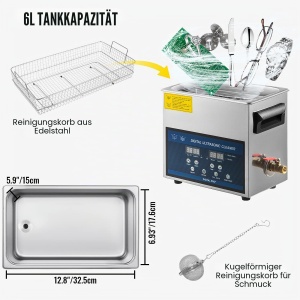 Curatator cu ultrasunete VEVOR, 6 l, 180 W, inox - Img 7