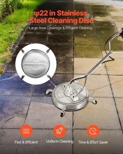 Curatitor cu presiune VEVOR QD-XDP14, 4000 PSI, din otel inoxidabil, cu 4 roti - Img 2