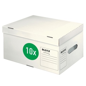 Cutie de arhivare Leitz Infinity, 10 bucati, A4, alba, 100 reciclabila